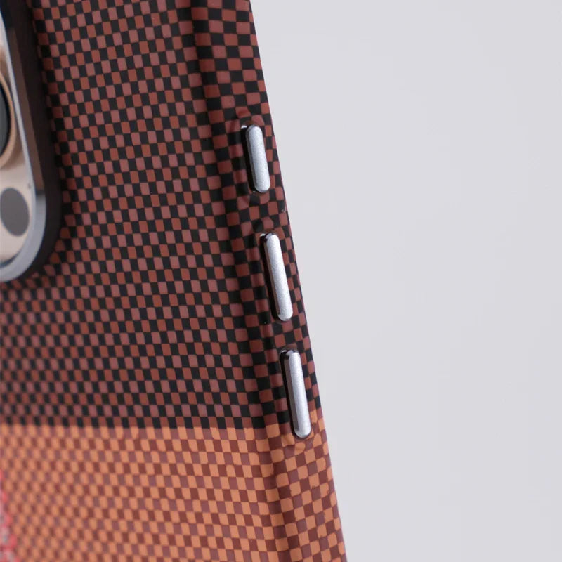 Magnetic Pixel Grid Texture Phone Case for IPhone 17 16E 15 14 Pro Max Metal Lens Buttons Slim Hard Protect Cover