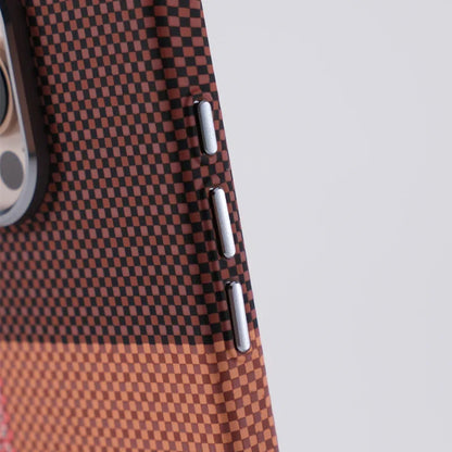 Magnetic Pixel Grid Texture Phone Case for IPhone 17 16E 15 14 Pro Max Metal Lens Buttons Slim Hard Protect Cover