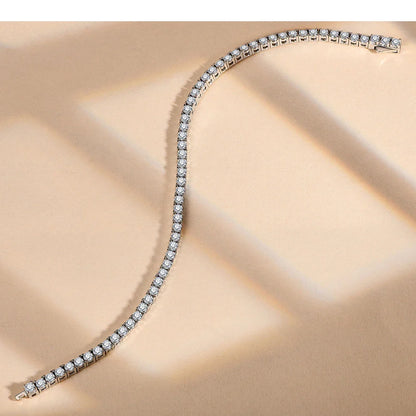 D Color Round Cut 5.0 4.0mm Moissanite Tennis Bracelet for Women Man Real 925 Sterling Silver Pass Diamond Tester Gift