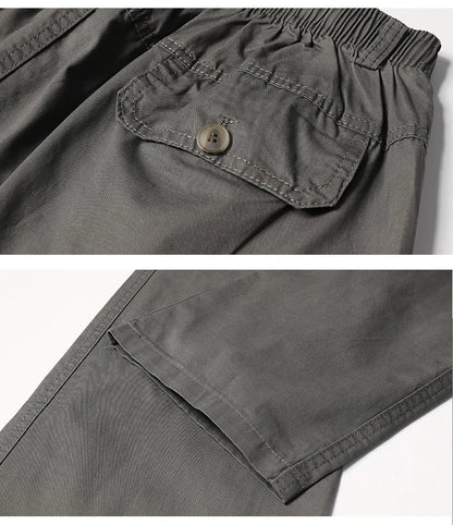 Mens Casual Pants With Zipper Pockets Cotton High Quality 2023 Summer Autumn Stretchable Waist Sports Work Utility Trousers