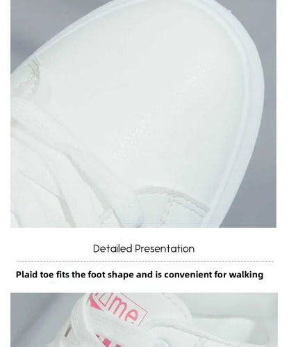 Childs Breathable Leather Panel Shoes Women Solid Color Versatile Kid Shoes Girls Autumn White Shoes Low Top Sports Casual Shoes