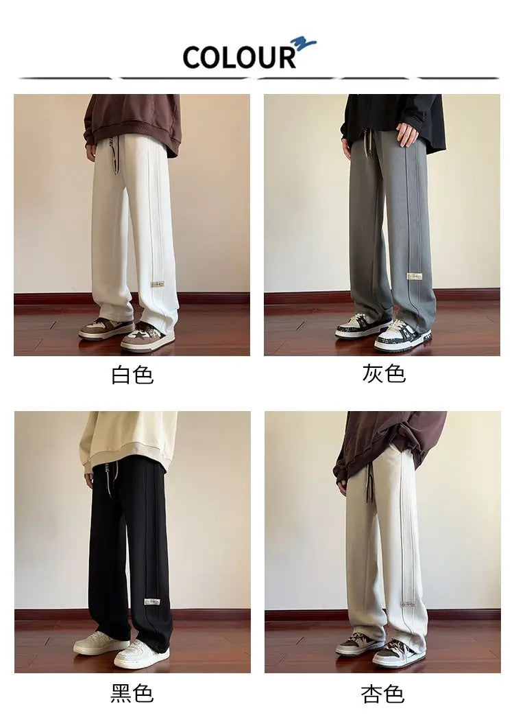 High-street cool pineapple plaid straight-leg wide-leg pants for men, casual outdoor party loose floor-length pants