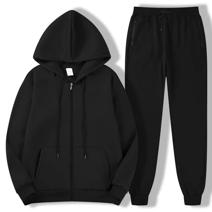 2025 Newest Men's Autumn Winter Collection Zip Hooded Sweatshirt and Trouser Two Piece Tracksuits