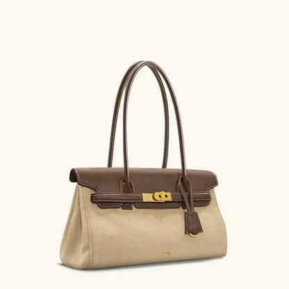 Women's 2026 New Yara Underarm Bag Large Capacity Breadstick Bag Small Design Trendy Lock Buckle Soft Leather Handbag