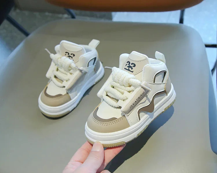 Children Tennis Shoes Spring Autumn Patchwork Leather Sports Shoes for Boy Girl Causal Versatile Kids Fashion Running Sneakers
