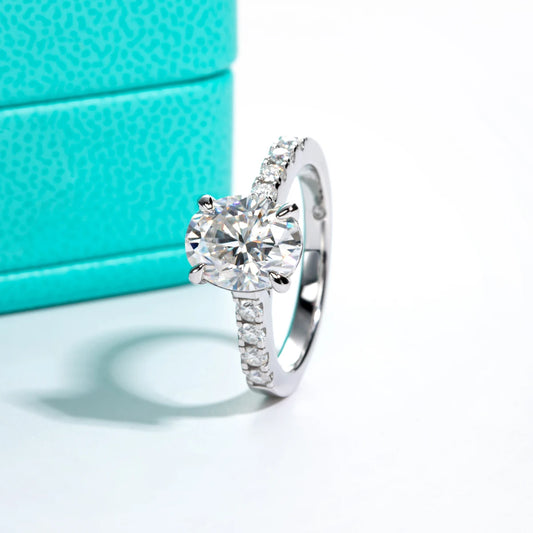 3ct Oval Cut D Color Moissanite Engagement Rings For Women 925 Sterling Silver Wedding Rings Women Jewelry Wholesale
