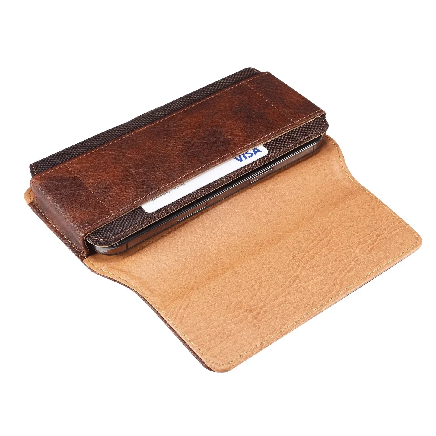Universal Leather Men Waist Bag Mobile Phone Belt Clip Case For iPhone Samsung Galaxy Xiaomi Redmi Poco Oppo 7 Pro Holster Pouch