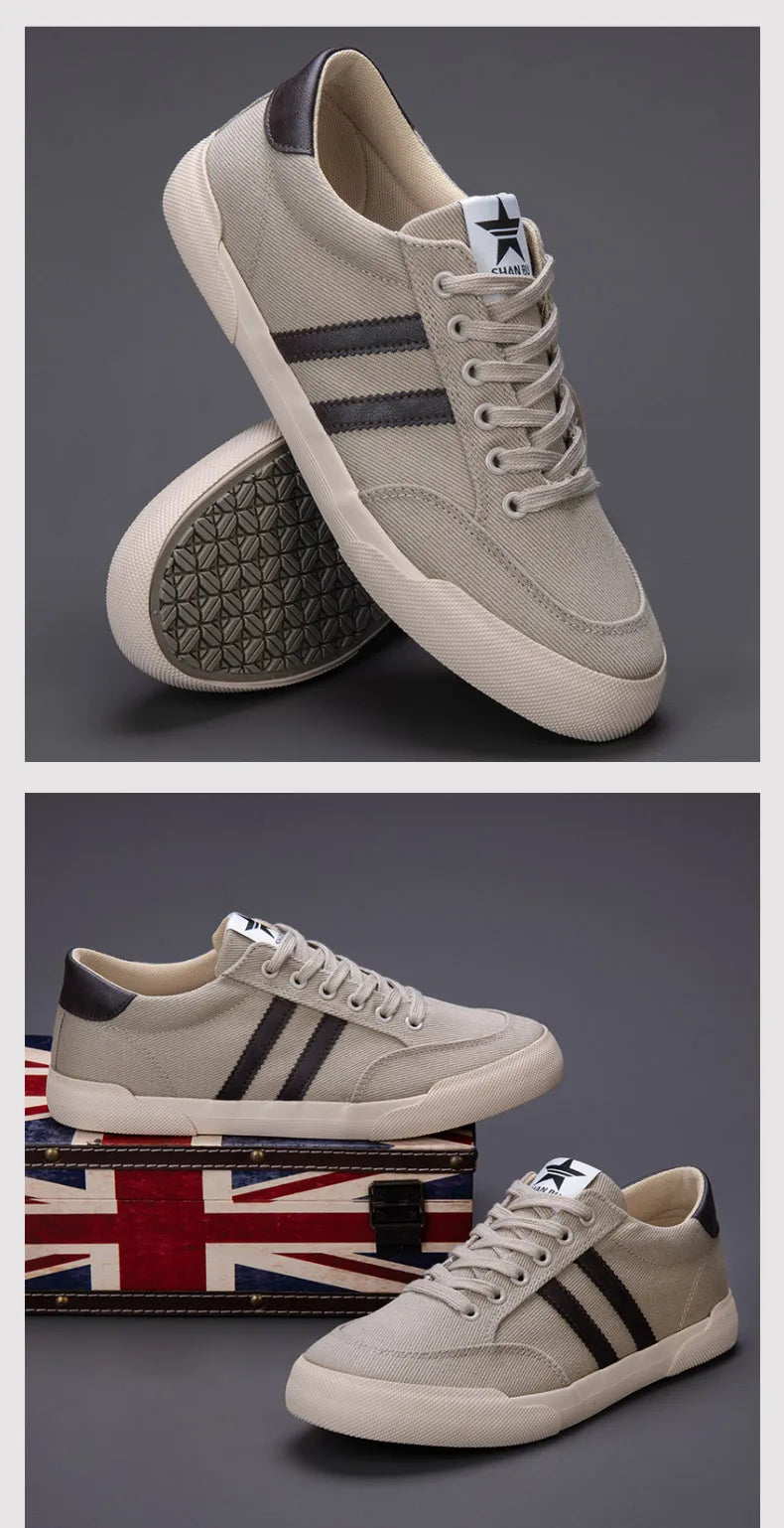 Retro Green Vulcanize Shoes Men Breathable Leisure Shoes For Men Lightweight Flat Casual Canvas Sneaker