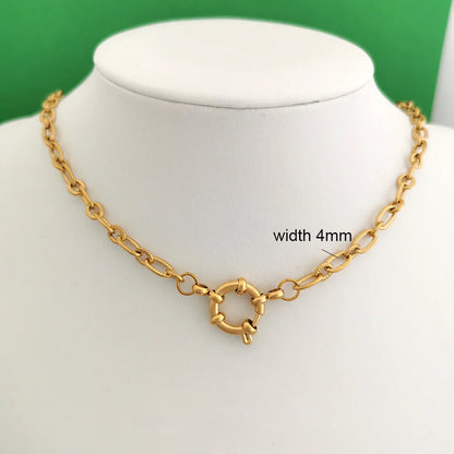 Necklace Women Men Choker Stainless Steel Geometric Rolo Link Cuba Paperclip Chain