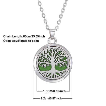 New Tree Of Life Aromatherapy Necklace Stainless Steel Essential Oil Diffuser Amulet Perfume Locket Pendant Women Jewelry Gift