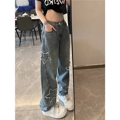 Blue Star Embroidered Jeans For Women