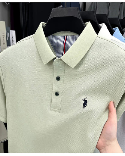 100% pure cotton high-end brand men's short sleeve polo shirt summer fashion original pony embroidery golf Paul  casual T-shirt