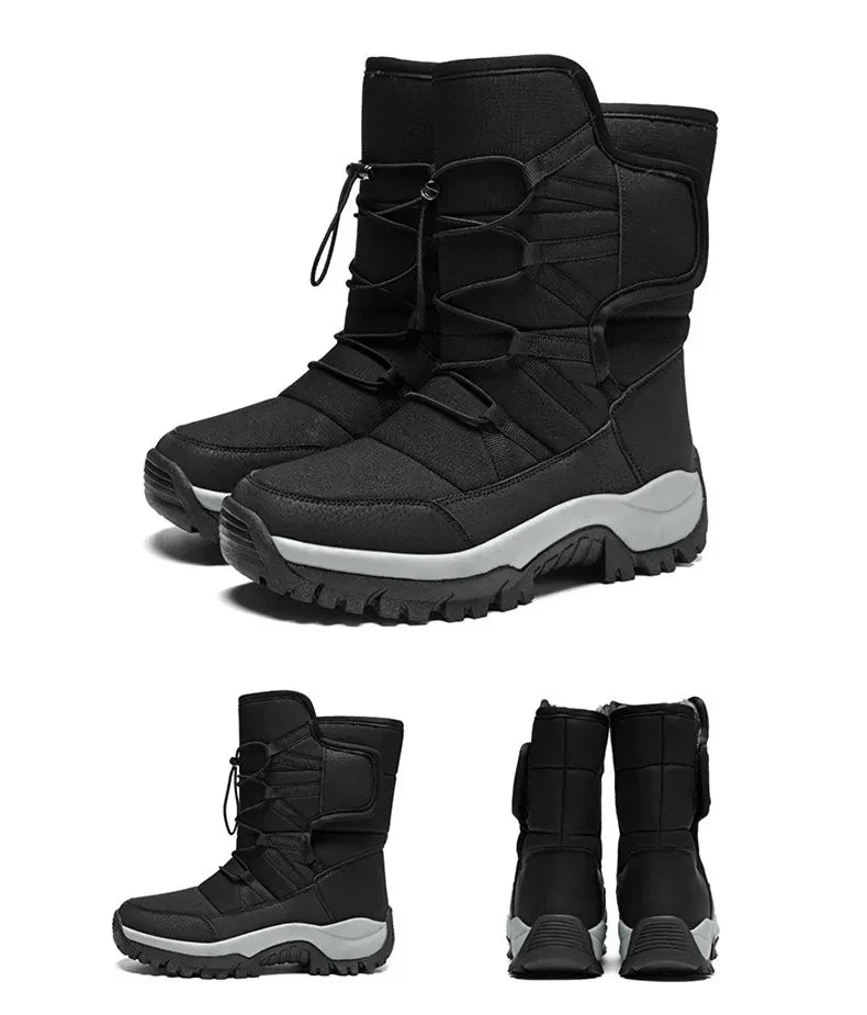 New Warm Men Plush Snow Boots High Top Winter Men's Boots Waterproof Winter Motorcycle Boots Outdoor Anti-Slip Men Hiking Boots