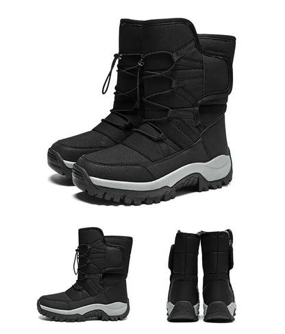 New Warm Men Plush Snow Boots High Top Winter Men's Boots Waterproof Winter Motorcycle Boots Outdoor Anti-Slip Men Hiking Boots