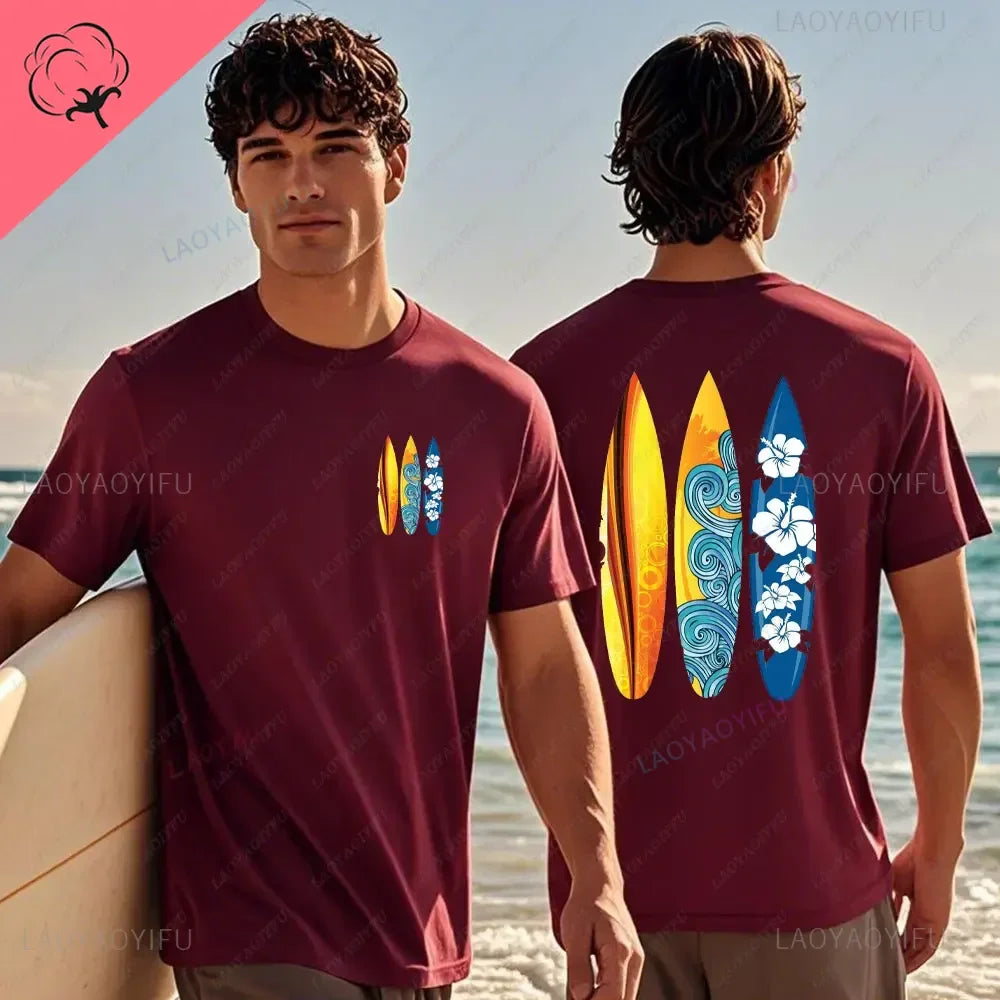 Hawaiian Traditions North Shore Hawaii Surfing Men Women White High Qulaty Cotton T-shirt Comfortable Beach-style Surf Tee Tops
