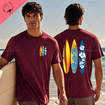 Hawaiian Traditions North Shore Hawaii Surfing Men Women White High Qulaty Cotton T-shirt Comfortable Beach-style Surf Tee Tops