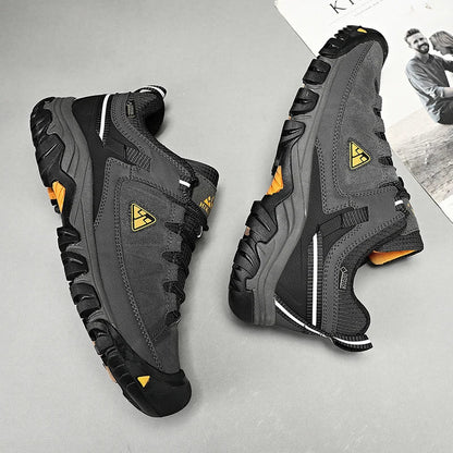 High Quality Men Hiking Shoes Durable Leather Climbing Shoes Outdoor Walking Sneakers Rubber Sole Factory Outlet