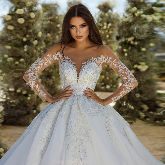 Wedding Dresses A-Line Tulle Tiered Bridal Gowns Lace Appliques Gorgeous Princess Robes Vestidos De Novia Customized