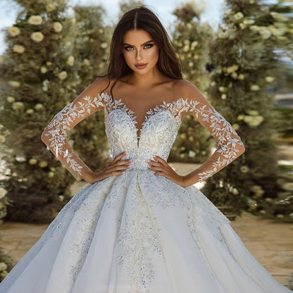 Wedding Dresses A-Line Tulle Tiered Bridal Gowns Lace Appliques Gorgeous Princess Robes Vestidos De Novia Customized