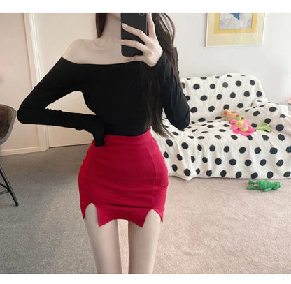 Korean Style 2026 Summer New Slim Comfortable Sexy Mini Skirt Elegant Solid Slim Versatile High Waist Bodycon Skirts for Women