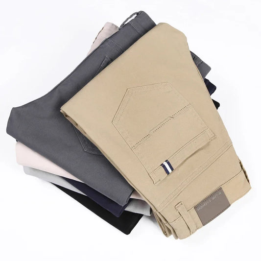 6 Color Men Slim Casual Pants New Classic Business Fashion Comfortable Stretch Cotton Elastic Straigh Trousers Male
