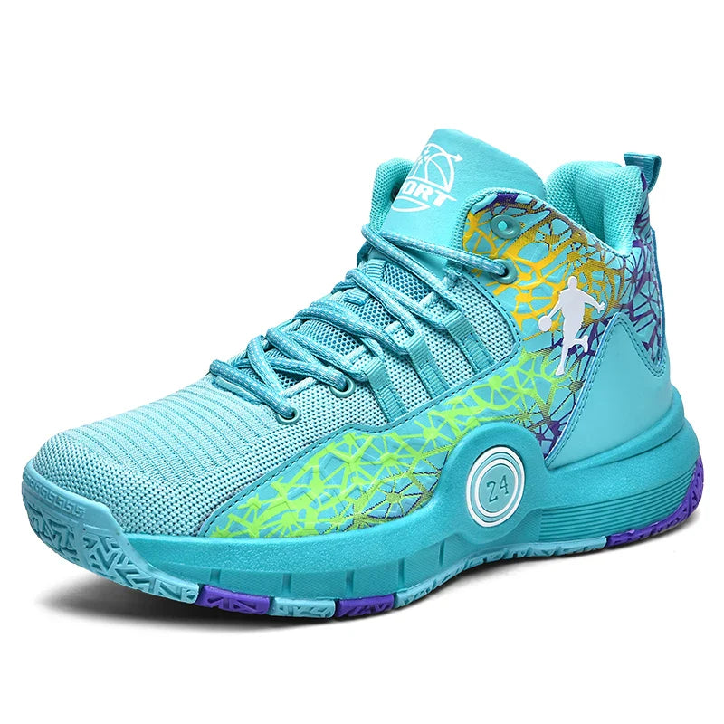 Kids Basketball Shoes Anti-slip High-Top Basketball Combat Boots Boys Girls Cushioned Trainers Children‘s Ankle Support Sneakers