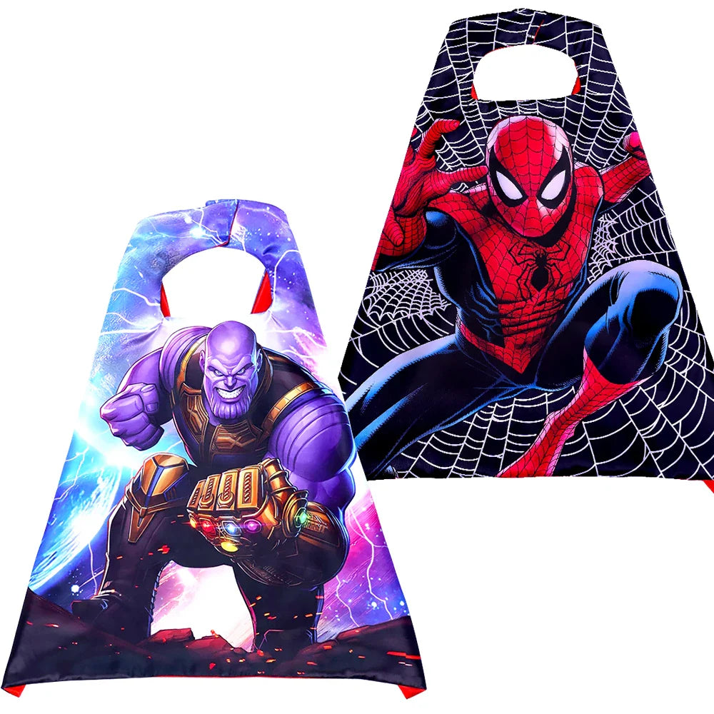 Spiderman Iron Man Children Cloak Cosplay Costume Masquerade Kids Mask Cape Thor Cape Birthday Party Gift