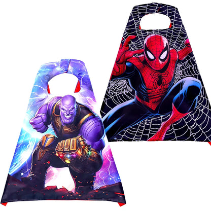 Halloween Child Movie Luxury Print Cloak Justice Superhero Spiderman Hulk Cosplay Cloak with Mask Gift for 3-12Y