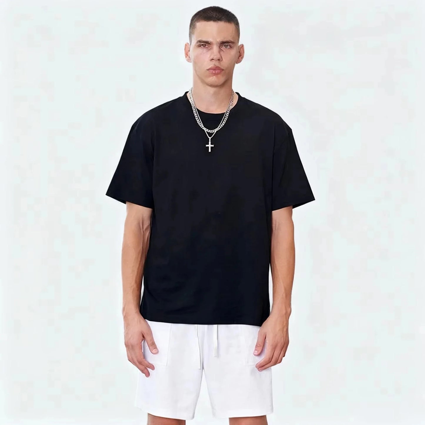 2026 summer Men'S 100% Cotton T-Shirt  Casual Short-SleeveRound Neck Retro comic style Versatile for Loose Y2K Harajuku shirt