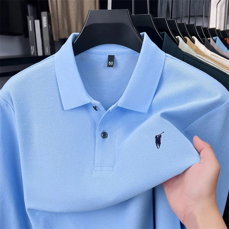 100% Pure Cotton Long Sleeved Men's Polo Shirt Hot Selling Brand Autumn Season Exquisite Pony Embroidery Breathable Top T-shirt