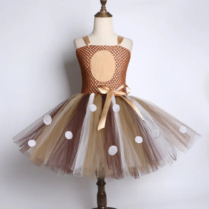 Deer Costume for Girls Christmas Tutu Dress Girls Fancy Elk Reindeer Dress Up Clothes Kids Halloween Birthday Party Costumes