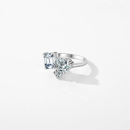 Real 925 Sterling Silver Luxury Geometric Dazzling Emerald Cut Zirconia Ring For Women Classic Wedding Fine Jewelry Gifts