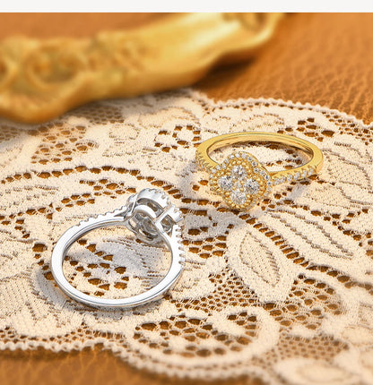 Classic Clover Moissanite Rings for Women Engagement Party 925 Silver 18k Gold Stackable Band Personalized Ring Jewelry