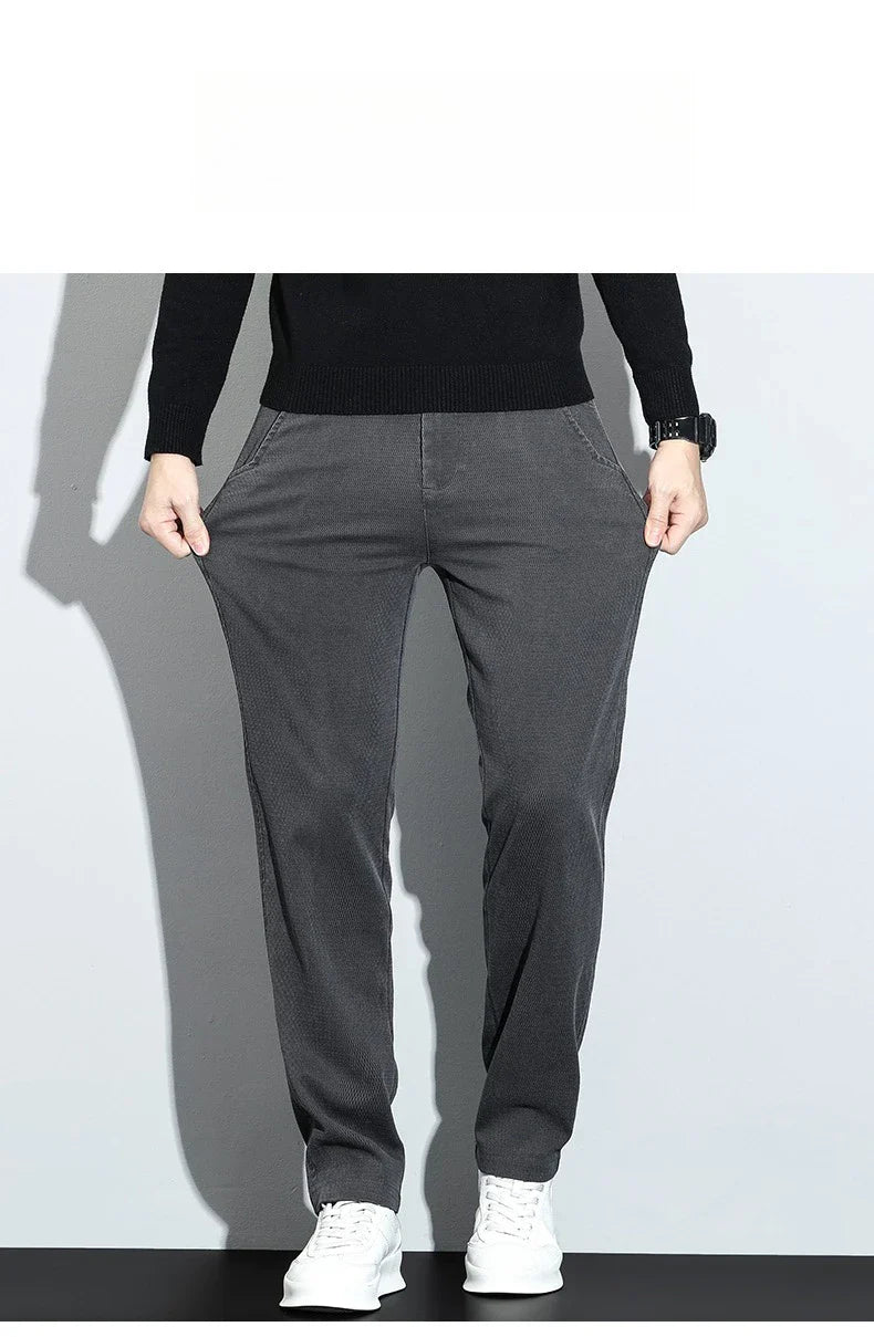 Korean Fashion Lyocell Casual Pants Men's New Spring Breathable Straight Elastic High Quality Daily Streetwear Male Trousers