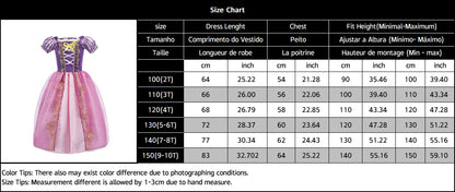Jasmine Rapunzel Snow Queen Elsa Princess Dress Girl Mesh Sequin Dress Kids Cosplay Belle Aurora Costumes Carnival Party Gowns