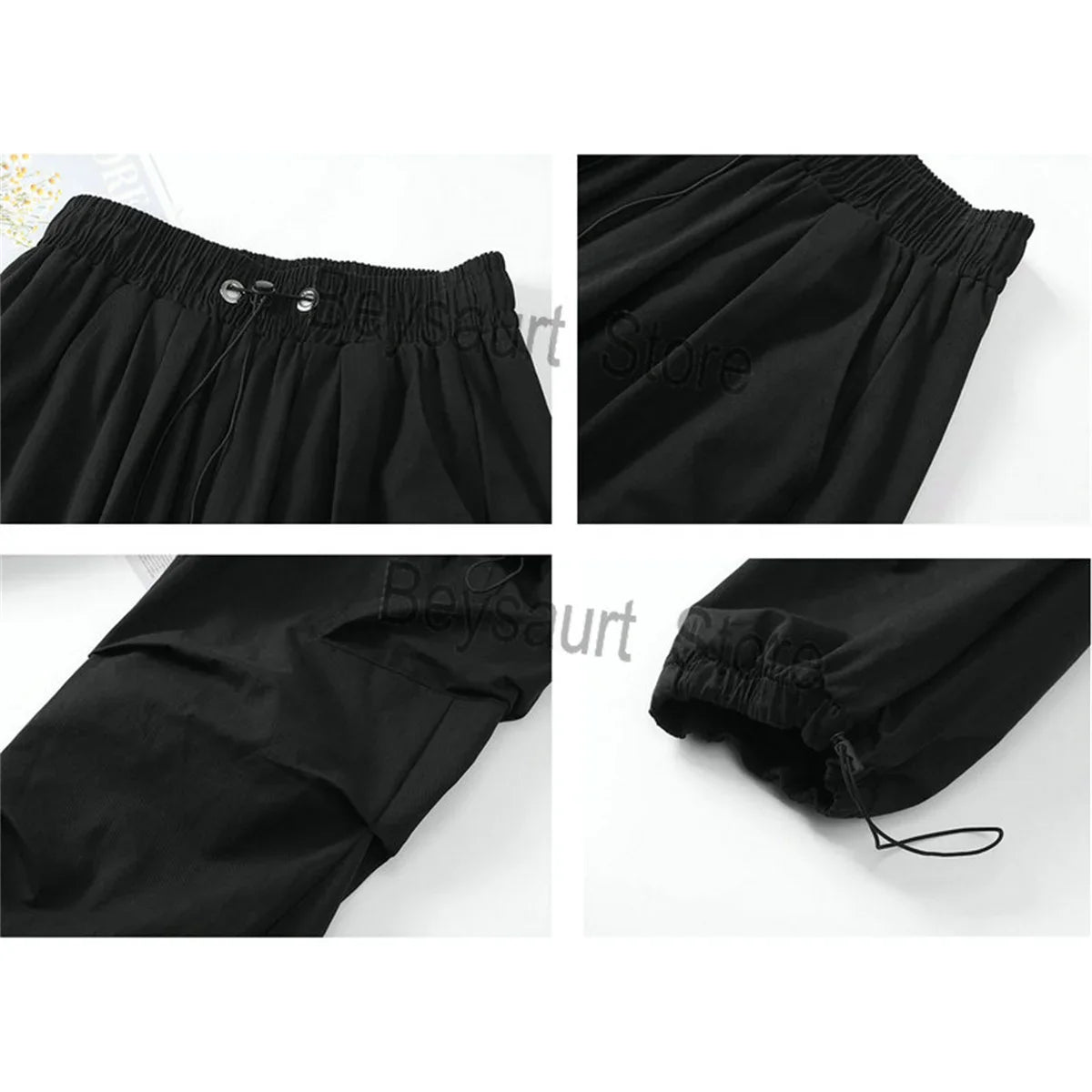 Streetwear 2025 New Spring Harem Multicolored Casual Pants Men Elastic Waist Solid Color Cargo Pants Multi Pocket Baggy Pants