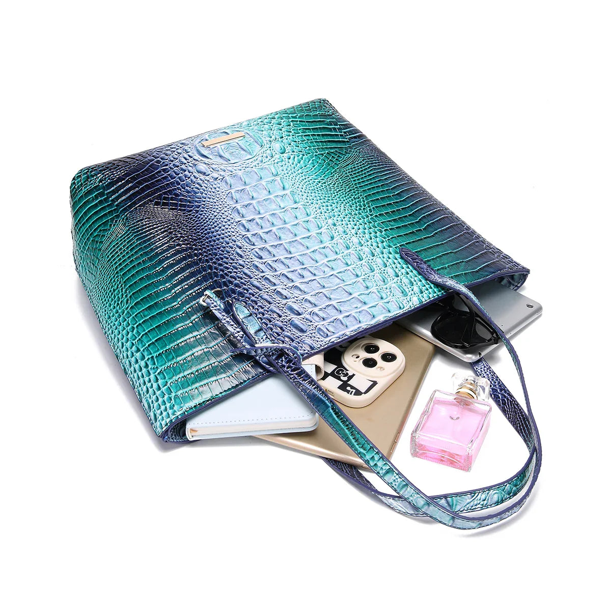 Leather Fashion Two Piece Crocodile Pattern Single Shoulder Tote Bag