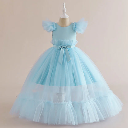 Summer Baptism Bridesmaids Girls Party Dresses Elegant Tulle Wedding Birthday Princess Prom Dress Girl First Communion Vestidos