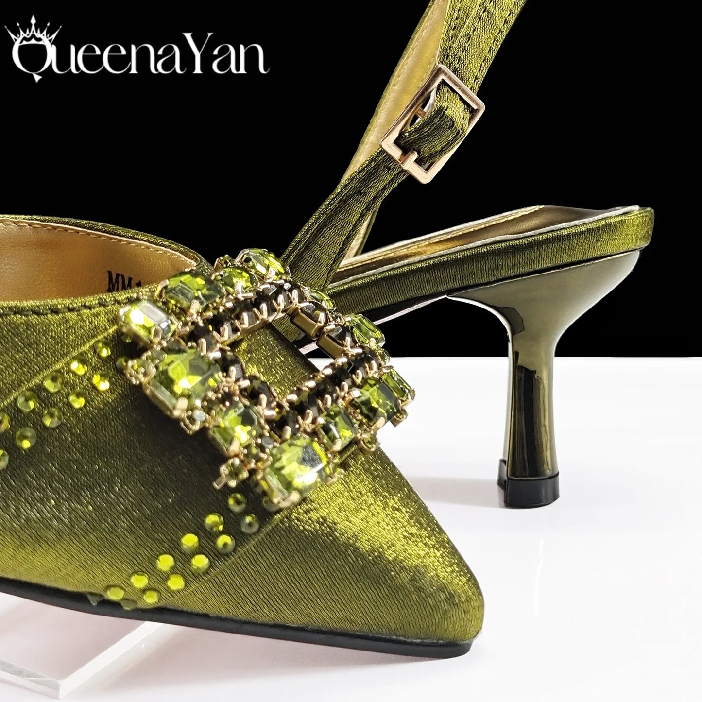 Elegant Noble Party Wedding Shoes And Bag Pointed Toe Decorated With Rhinestone Women Heel Shoes