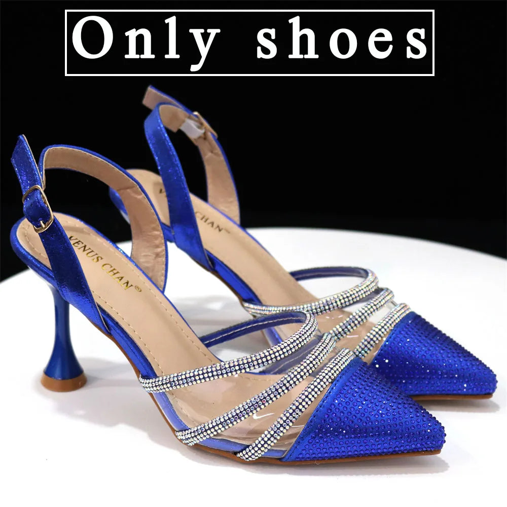 Newest INS Style Orange Color Elegant High Heels Nigeria Popular Design African Ladies Shoes And Bag Set