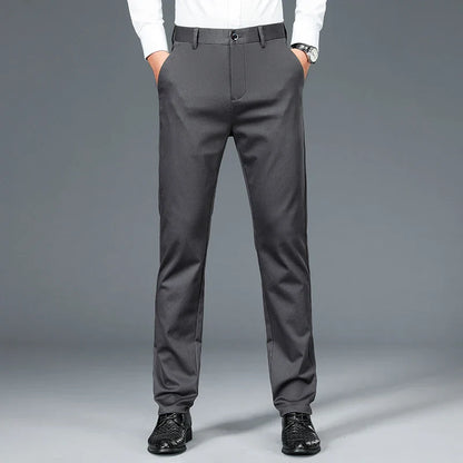 Business Formal Mens Casual Pants Autumn Winter Fashion Anti-wrinkle Straight Stretch Trousers Male Office Classic Suit Pants