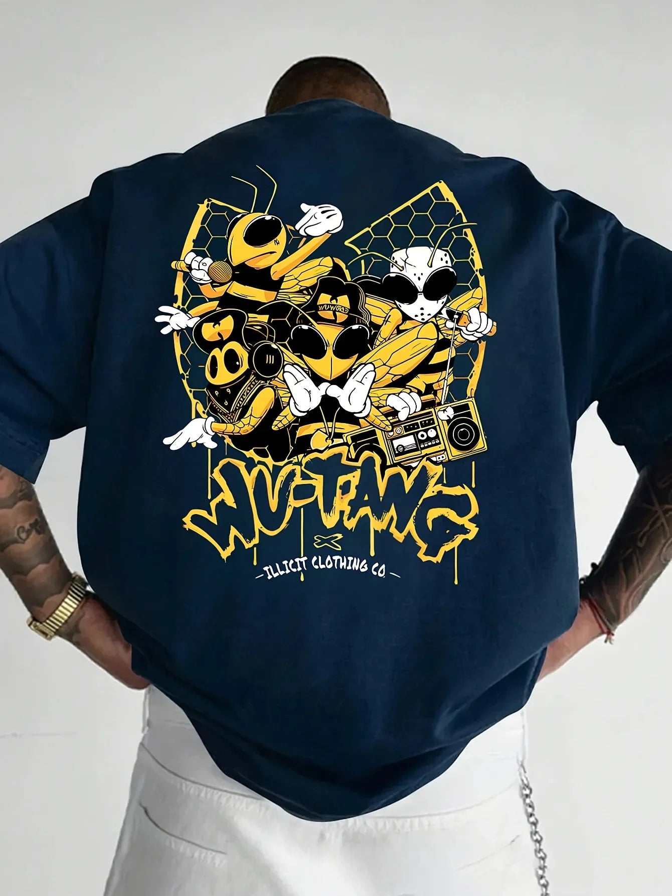 Cartoon Bee Print Tshirts For Men Summer New Casual Round Neck Short Sleeve Tees Fashion Gift Street Trend Tshirts Men Clothing