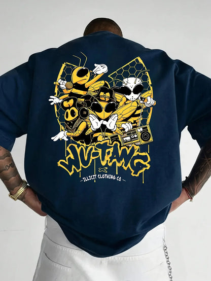 Cartoon Bee Print Tshirts For Men Summer New Casual Round Neck Short Sleeve Tees Fashion Gift Street Trend Tshirts Men Clothing