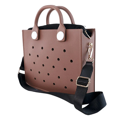 Large Leather Shoulder Bag Handbag Tote Bag Storage for Women Casual Waterproof Beach Bag Hole Fit Charm Fashion Storage Bag
