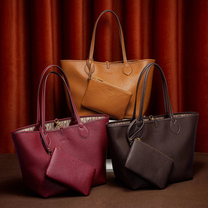 Women's Tote Bag 2025 Autumn New Coffee Color Handbag Double sided Mother Child Casual Shopping Bag