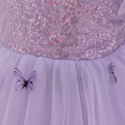 Baby Girl Clothing Summer Bow And Butterfly Pattern Halter Solid Color Mesh Baby Kids Dresses Cute Casual Baby Girl Dress ASQ03