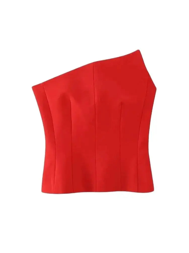 Women's Asymmetrical Bustier Tops, Sexy Backless, Side Zipper, Female Camis, Fashion