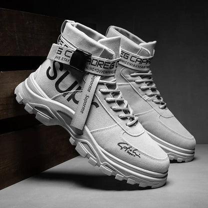 Cloth Men Boots High Top Ankle Boots British Style Men Casual Shoes Outdoor Breathable Walking Sneakers Comfortable Work Boots