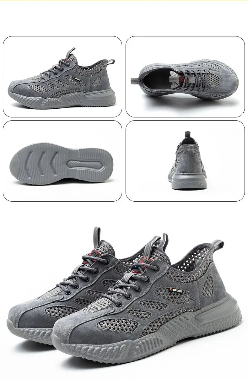 Summer Work Shoes with Protection Breathable Lightweight Safety ShoesSteel Toe Cap Working  Male Construction Work Mesh Sneakers
