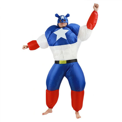 2026  Inflatable Captain Hulk Super hero Cosplay Jumpsuit Costume Halloween for Man Party